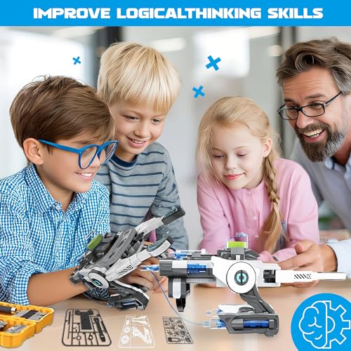 SMIESSKIDDO Hydraulic Robotic Arm - 106 Pcs Dual-Mode STEM Toy for Kids 8-12, Build & Launch Flying Disc | No Batteries, Safe Engineering Science Kit, Model Kits Gift for Boys & Girls 9 10 11 - Image 3
