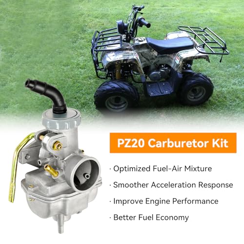 Image of FVRITO PZ20 Carburetor Kit Compatible with 125cc 110cc Tao tao Coolster Chinese ATV Quad 4 Wheeler Kazuma Baja Vitacci SunL 50cc 70cc 90cc 4 Stroke Engine Parts with 7 /8 Thumb Throttle Cable Assembly