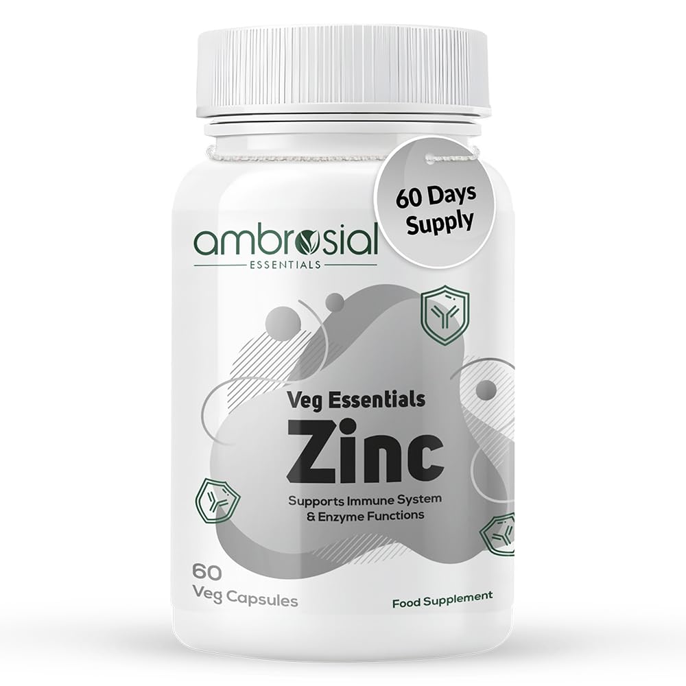 Zinc Supplements - High Strength 30 mg, Highly Bioavailable Zinc Supplement for Men & Women, Immune & Metabolism Support, Zinc Supplements, Pack of 1-60 Capsules