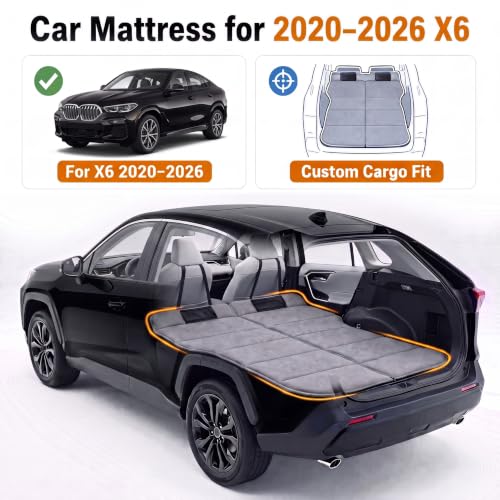 Image of Car Mattress for 2020-2026 BMW X6, Upgraded Non-Inflatable Thickened Foam SUV Car Camping Mattress, Foldable Trunk Sleeping Pad Car Bed Mattress for Road Trips Camping Travel