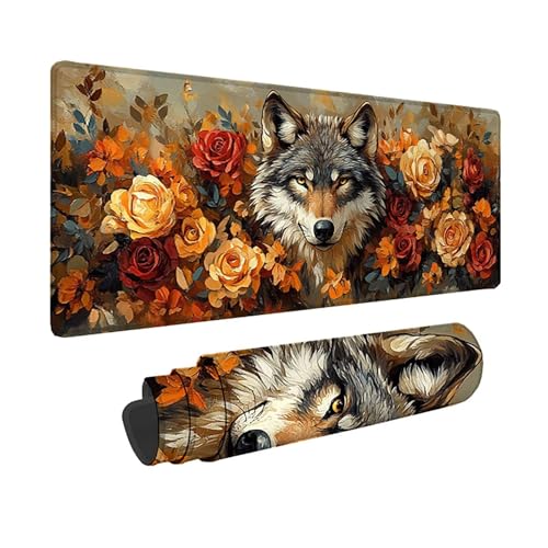 Tapis souris loup XXL 80x40cm, une idée cadeau originale pour passionné de PC