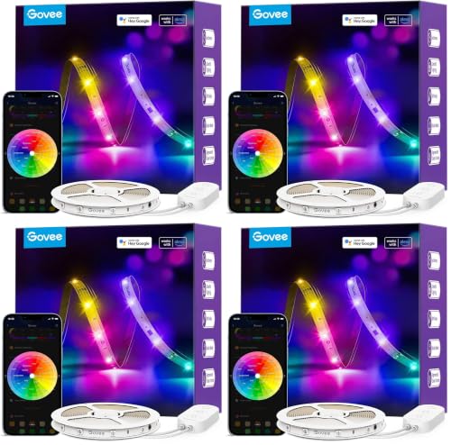 Image of Govee RGBIC Alexa LED Strip Light 16.4ft, Smart WiFi LED Lights Work with Alexa and Google Assistant, Segmented DIY, Music Sync, Color Changing LED Strip Lights for Room, Bedroom, Holiday (Pack of 4)