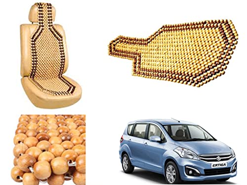 Image of Car Bead Seat Wooden Beads Cushion Cover Pad for Maruti Suzuki Ertiga Type 2, Acupressure Sitting Seat Cover | Cream Color - Pack of 1