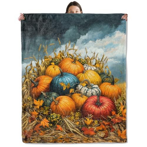 wyxdwh Harvest Pumpkin Patch Blanket, Cozy Flannel...