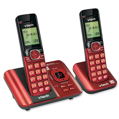 VTech CS6529-26 DECT 6.0 Phone Answering System with Caller ID/Call Waiting, 2 Cordless Handsets, Red (Renewed)