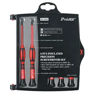 Proskit SD-9805, 6Pcs Insulated Precision Screwdriver Set (Pack of 1)