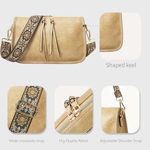 Image of Crossbody Bag for Women, Bohemian Vintage Purse with Wide Strap | Stylish Vegan Leather Design, Adjustable Shoulder Strap, Versatile for Daily Travel and Weekend, Ideal Gift Choice