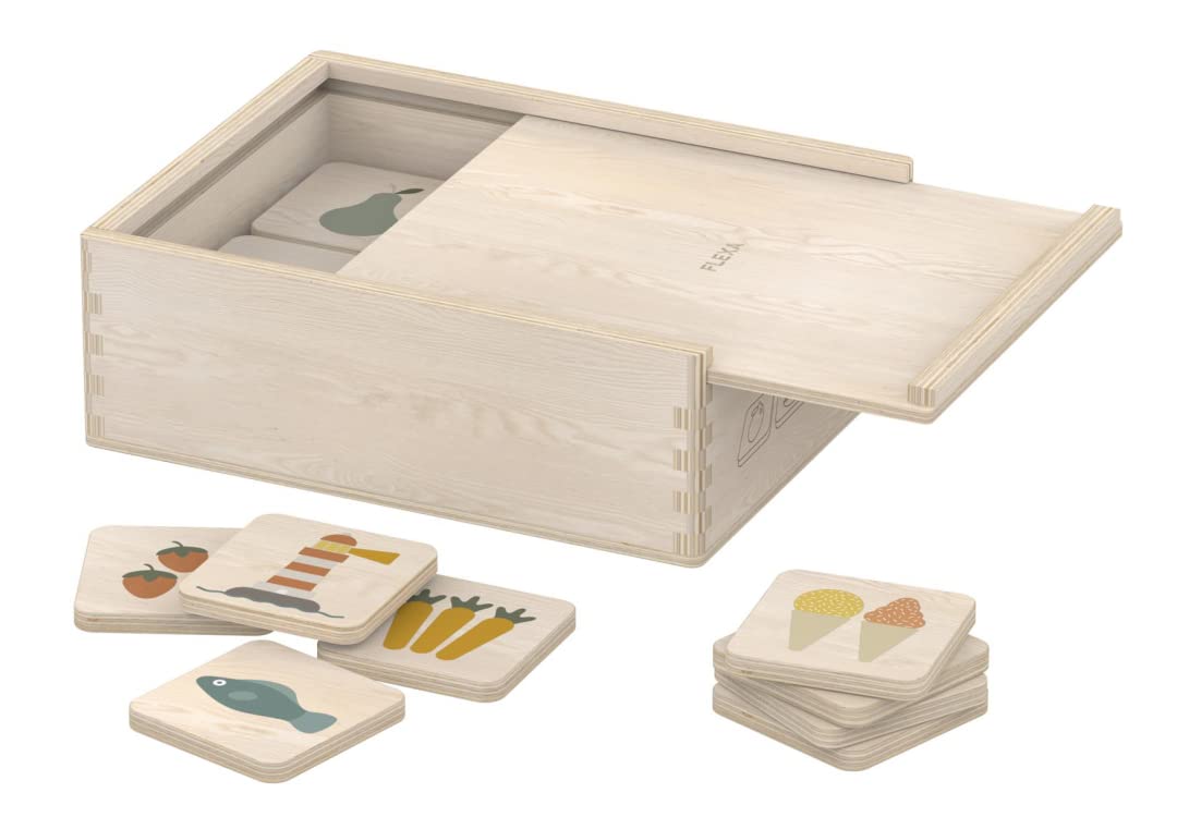 FLEXA Wooden Memory Game for Kids  36-Piece Set, FSC-Certified Birch Plywood, Educational Matching Game with Box and Lid, Ages 3+