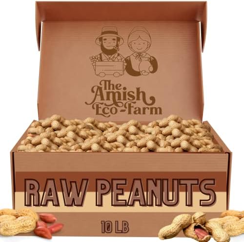 THE AMISH ECO-FARM | Fancy Size | Bulk Raw Peanuts in Shell, Virginia Grown | Unsalted Peanuts | Boiled Peanuts | Squirrels and Birds Feed. (10lb)