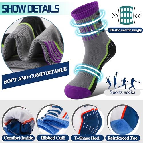Image of Welwoos 6 Pairs Kids Boys Girls Socks Athletic Basketball Youth Sport Crew Cotton Breathable Soft Socks