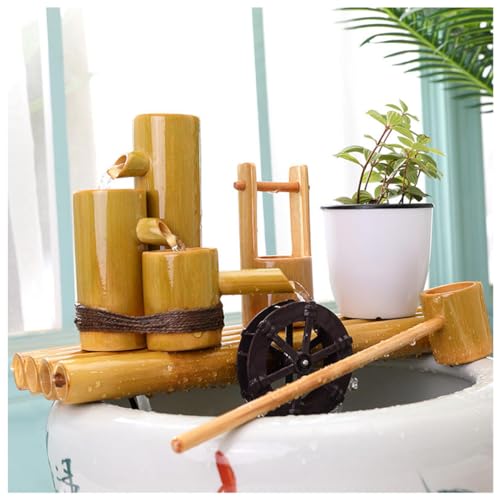 OTQEFTN Eco-Friendly Natural Bamboo Jewelry Set, Medium 19.7 Inch Bamboo Fountain with Pump, Bamboo Craft for Interior Decoration