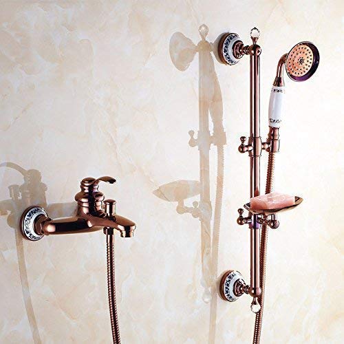 Robinet de lavabo de salle de bain mitigeur laiton antique et douche