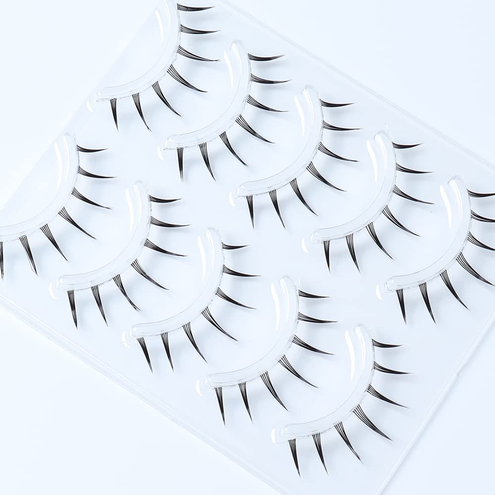 Emotao Japanese Style False Eyelashes Makeup Manga Lashes Cosplay Anime Eyelash Lashes Doll Eye Natural 5 Pairs Asian False Eyelashes Pack Look Like Individual (manga lashes（M9-01）)