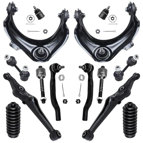 Image of Detroit Axle - Front 14pc End Kit for 98-02 Honda Accord 99-03 Acura CL TL, 2 Upper Control Arms w /Ball Joints 2 Lower Control Arms 2 Lower Ball Joints 4 Tie Rods 2 Sway Bars 2 Boots Replacement