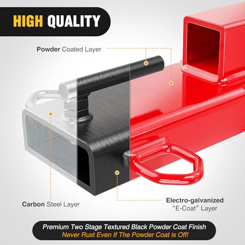 Image of Nilight Forklift Trailer Hitch Attachment Fits 2 Inch Receiver Clamp on Pallet Fork Trailer Towing Adapter with Safety Chain & 5 /8 inch Hitch Pin Clip Red