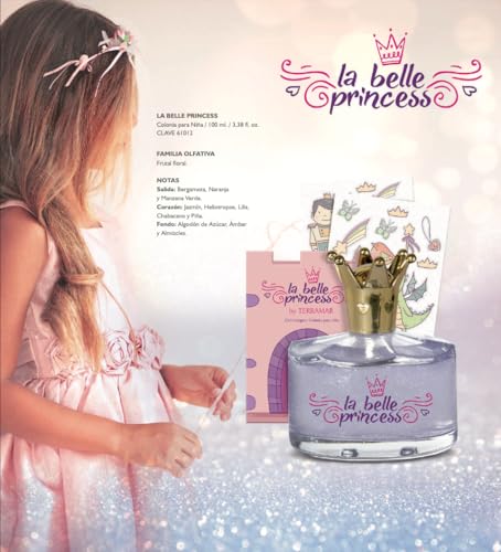 La Belle Princess by Terramar Girls' Cologne, 3.38 fl. oz., Fruity Floral Fragrance with Crown Cap