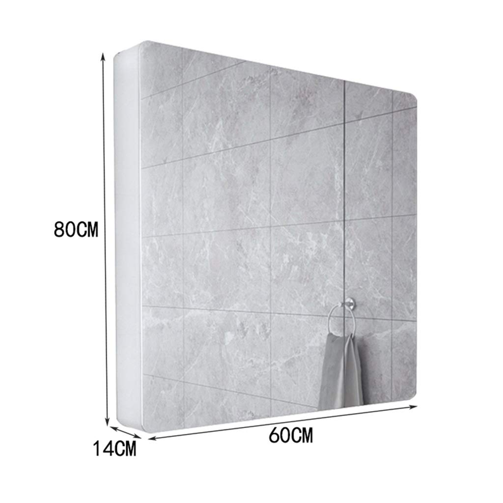 Spiegelschränke für Badezimmer, an der Wand montierter Badezimmerspiegel mit Regal, an der Wand montierte Aufbewahrungsspiegelbox (Farbe: Weiß, Größe: 60 x 80 cm)