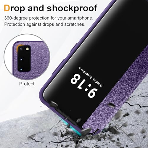 Étui à rabat pour Samsung S20 5G antichoc 360 violet transparent
