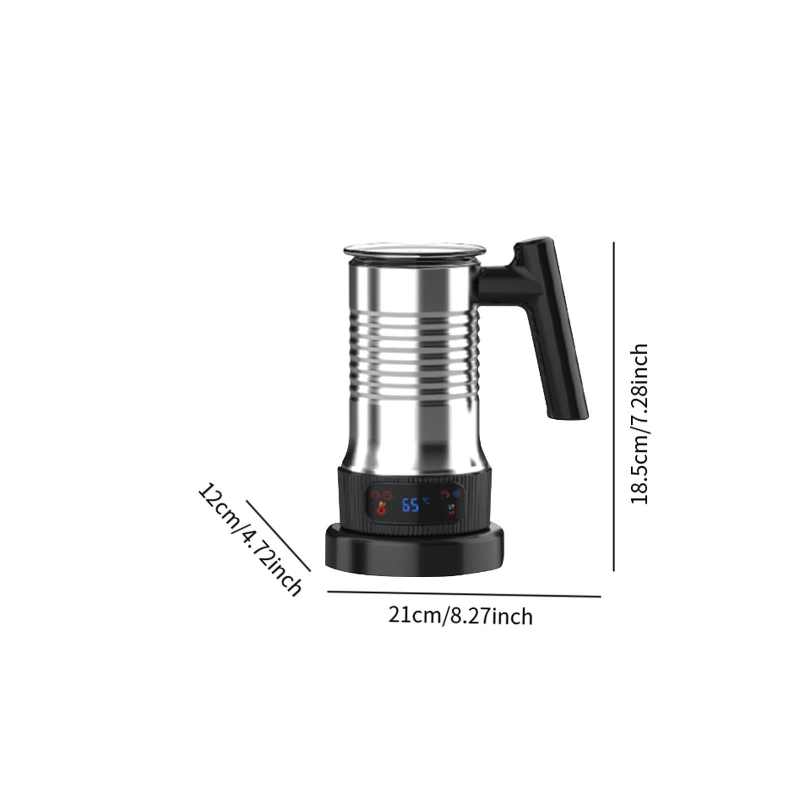 Espumador de Leche Eléctrico con Calentamiento Automático, Depósito de Acero Inoxidable de 475 Ml, Controles Sencillos, Apto para, Latte Y C