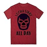 Skreened Lucha Libre All Day | 3XL Heathered Red T-Shirt