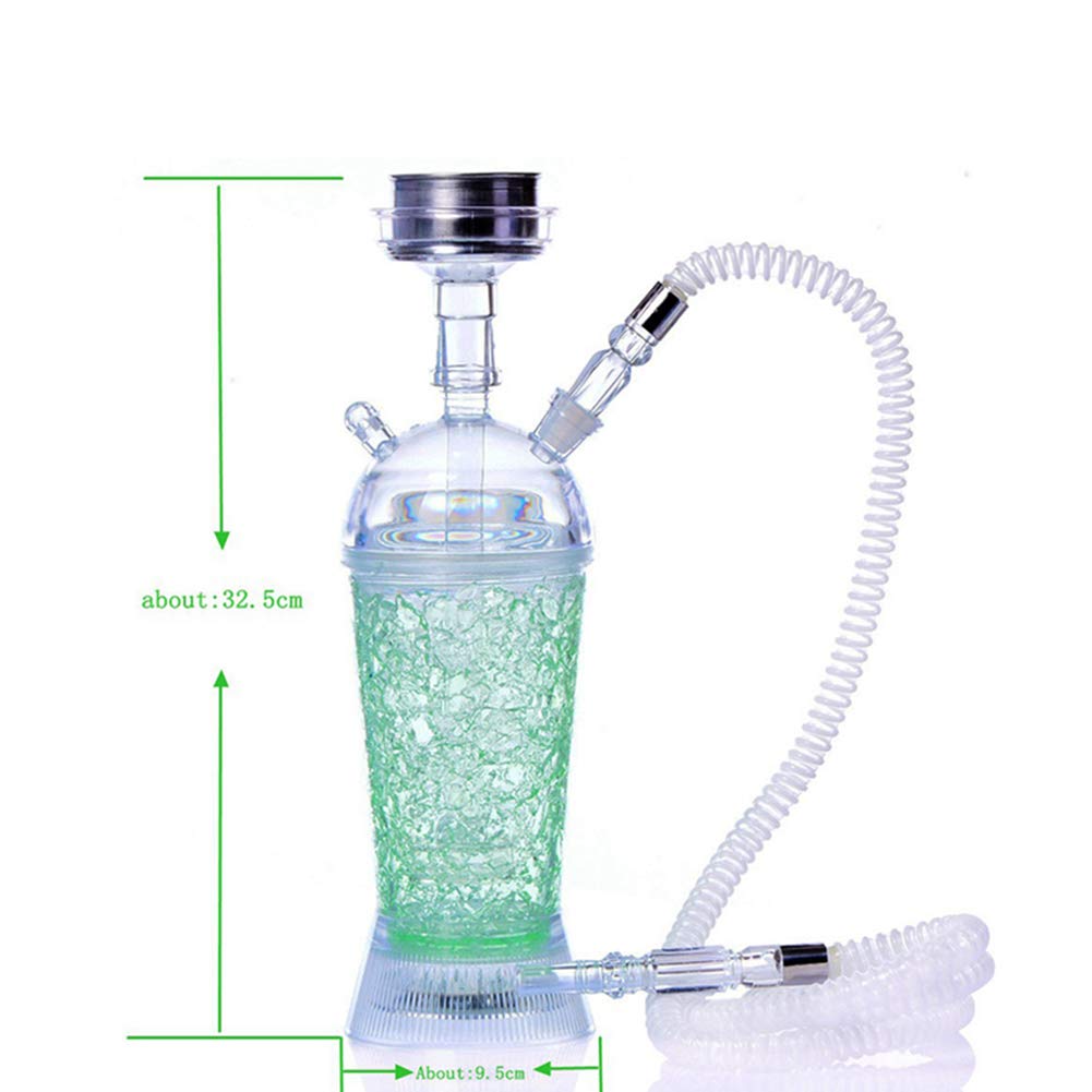 Acryl Shisha Set mit LED Licht, Shisha LED Shisha Set, Sheesha Metall Kopfhalter mit Silikonkopf und buntes LED Licht für den Rauchgenuss,Blau