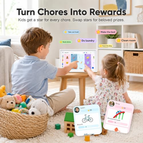Image of Digital Calendar 15.6 inch Smart Calendar&Chore Chart, 1080P Interactive Touchscreen Electronic Calendar for Family Schedules, 64GB Digital Picture Frame WiFi, Wall Mountable, AiMOR APP-White