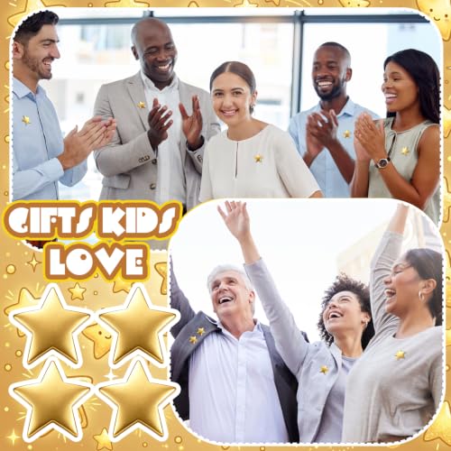 Image of Lyrow 25 /50 /100 /150 /300 Pcs Gold Star Pins Bulk golden Metal Y2k Motivational Pins for Patriotic Veterans Day Bckpack Brooch Lapel
