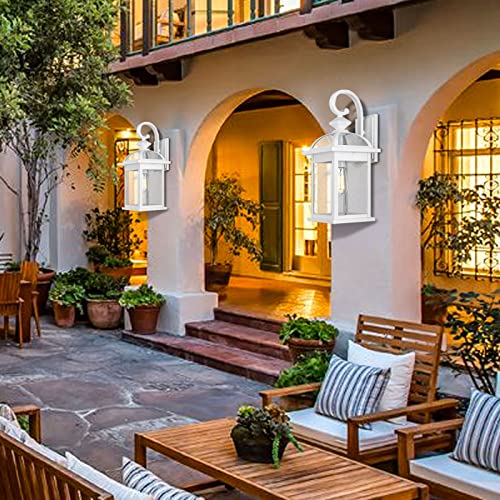 Image of Darkaway Outdoor Lights Fixtures Wall Mount, Large 22inch Outdoor Wall Sconce Lights with Seeded Glass Waterproof Outside Exterior Lights Fixture for House Front Porch Patio (Large, White)
