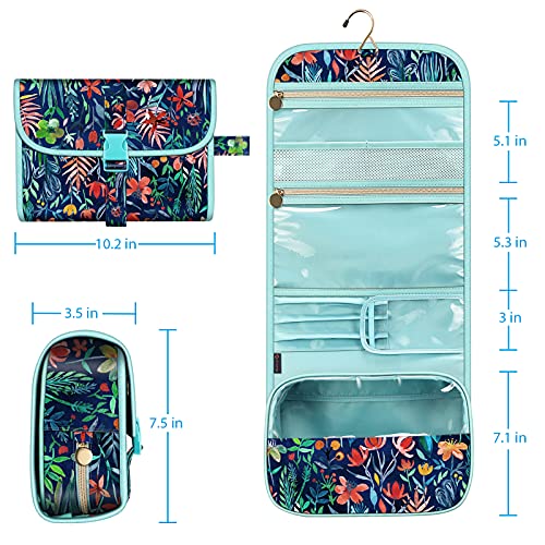 Fintie Portable Toiletry Cosmetic Travel Bag, Large Water Resistant Hanging Makeup Organizer Storage Pouch Case for Women Girls (Jungle Night) - Image 3