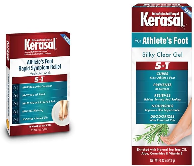 Kerasal Athlete's Medicated 12 Count Foot Soak and 0.42 oz 5-in-1 Silky Clear Gel Bundle