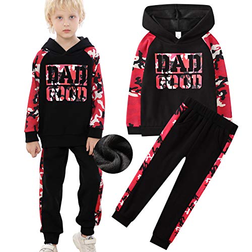 Boys Camouflage Clothing Sets Velvet Long Sleeve Hoodie Sweatshirt Tops Pants Tracksuit 2 Piece Set Winter Outfit