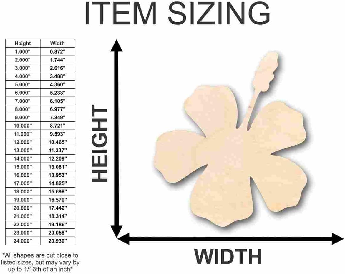Unfinished Wood Hibiscus Shape Spring Flower Craft up to 46" DIY 18" / 3/4"