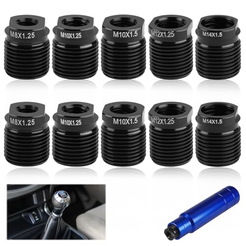 OMASUNB 10PC Gear Shift Adapter Kit, Shift Knob Thread Adapters, Compatible with M8x1.25, M10x1.25, M12x1.25, M14x1.5 Threads, Quick Installation for Manual Transmission Cars, Trucks, and SUVs - Thumbnail 7