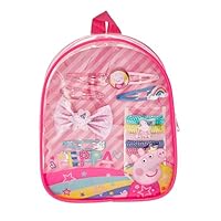 Peppa Pig Backpack - Hair Accessory Gift Set with Clips, Bobbles & Bands - Portable, Travel, Styling Hair Accessories Kit for Kids Ages 3+ - Fun Peppa Pig Gifts for Girls, Birthday, Christmas