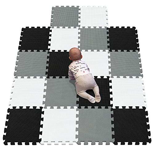 Image of YIMINYUER® 18 Tiles (30cm×30cm×1cm Each Tile) Baby Soft Puzzle Play Mats, Kids Thick EVA Foam Floor, Toddlers & Children's Soft Interlocking Mat R01R04R12G301018