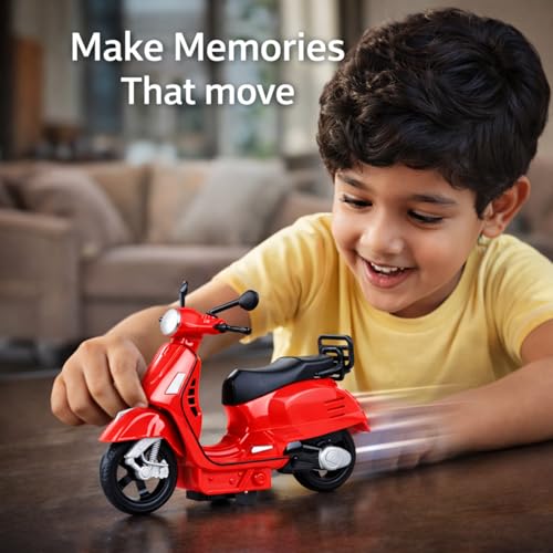 Image of Roselux Scooter Toy for Kids| Push-Back Action Retro City Scooter| Durable ABS Plastic Toy for Boys & Girls (3+ Years)|Red