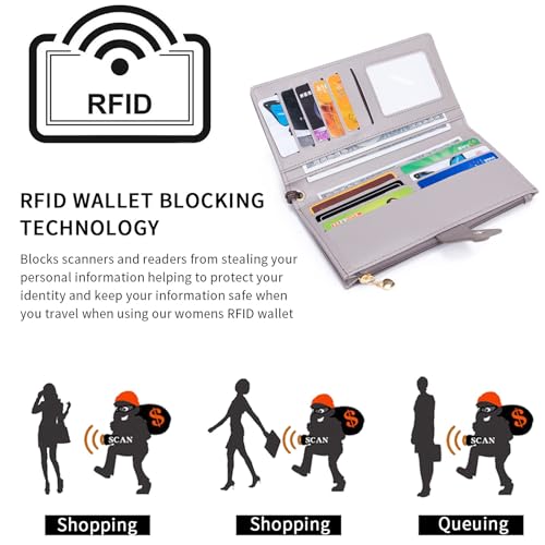 Image of myfriday Touch Screen RFID Phone Crossbody Purse with 2 Straps for Women | Clear phone window, RFID card space, 11 slots and zip pockets support quick calls, errands, theme parks and travel