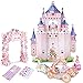 CubicFun 3D Pink Princess Puppenhaus Puzzle mit DIY Crystal Gems Aufkleber und Möbel, Castle Craft Kits Geschenk Spielzeug für Kinder 5+ Jahren, Mosaik Sticky Princess Secret Garden, 92 Stück