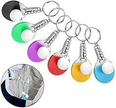 Metal Keychain, 6 Pieces Table Tennis Keychain Cute Mini Ping Pong Design Pendant Keychain Keychains with Racket and Ball for Sports Lover Fans Gift
