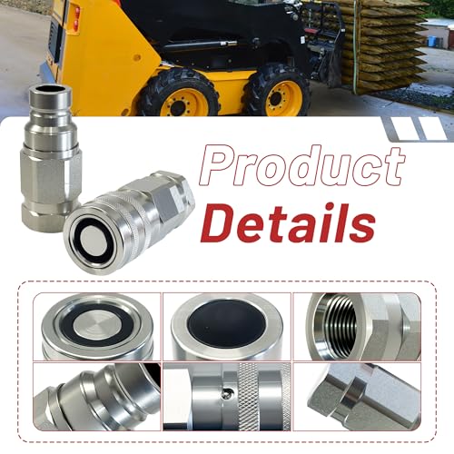 Image of 3 /4 inch SAE Flat Face High Flow Hydraulic Quick Connect Coupler Set, 3 /4 inch Body x (1-1 /16 inch-12 ORB) Thread,ISO 16028 w /Dust Caps