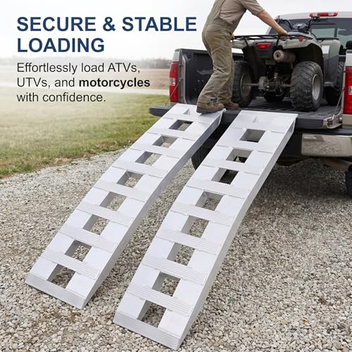 Rampas de carga de aluminio resistente, 72 x 14 pulgadas, capacidad de 6600 lb, para ATV, UTV, motocicleta, tractor, camión y remolque, paquete de 2 miniatura 2