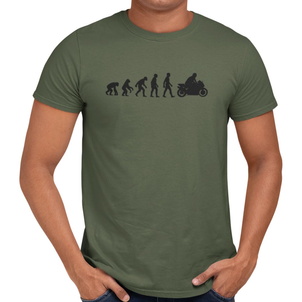 Getting Shirty Motorbike (Bike, Biker) Evolution Men's/Unisex T-Shirt - Green:Medium
