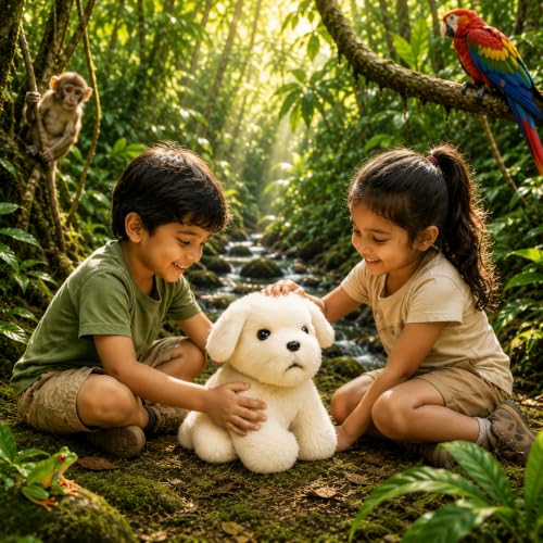 Image of 25cm Dog Plush Soft Toy Cute Kids Animal Home Decor Boys /Girls /Baby Soft and Cuddly White Puppy Stuffed Toy