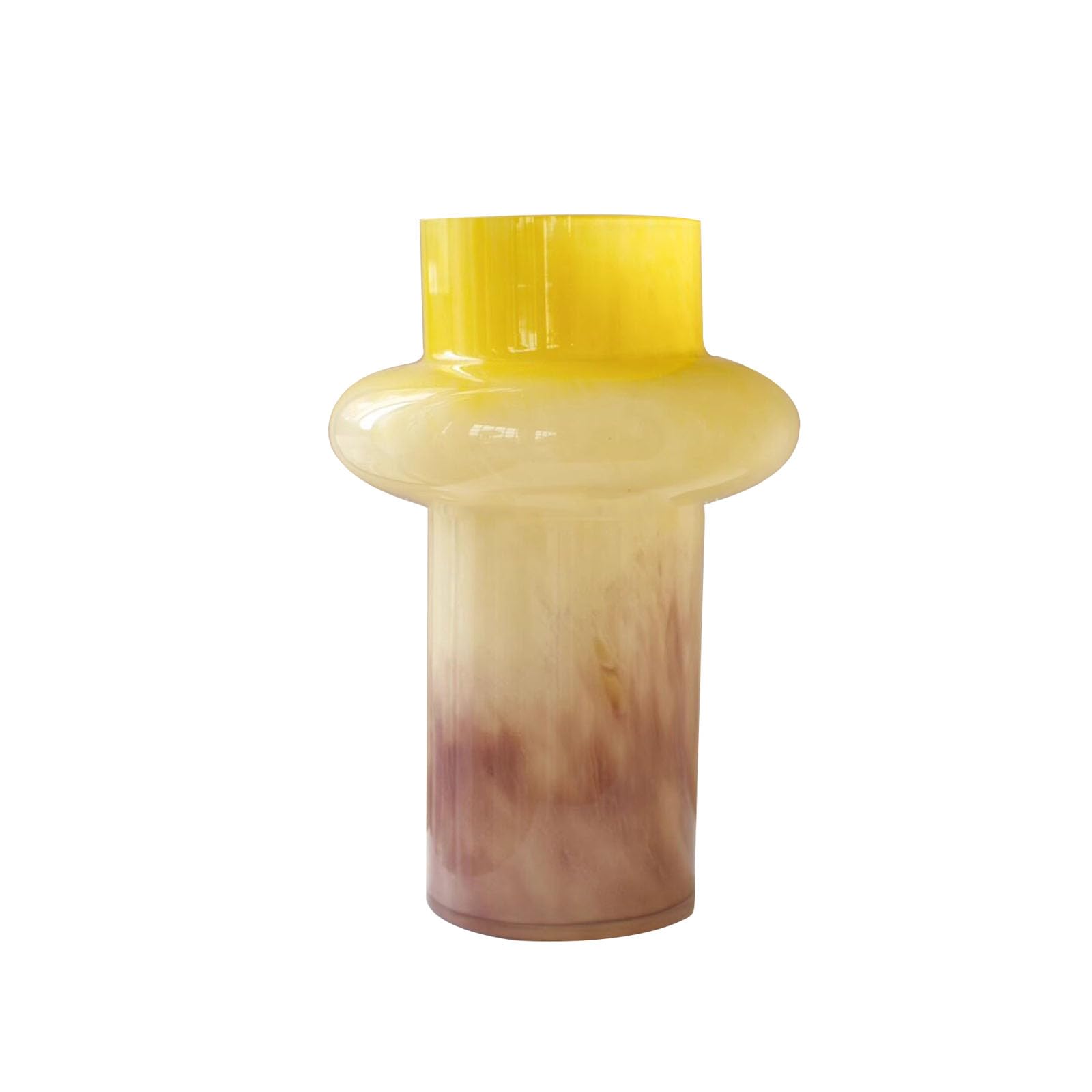 Nzzkoides Yellow A Round Vintage Vase, Simple Flower Vase With Texture Pattern, Home Decor For Living Room, Bedroom, Dining Table, Office, Coffee Shop, Glass(Size:14 * 14 * 25Cm,Color:yellow A)