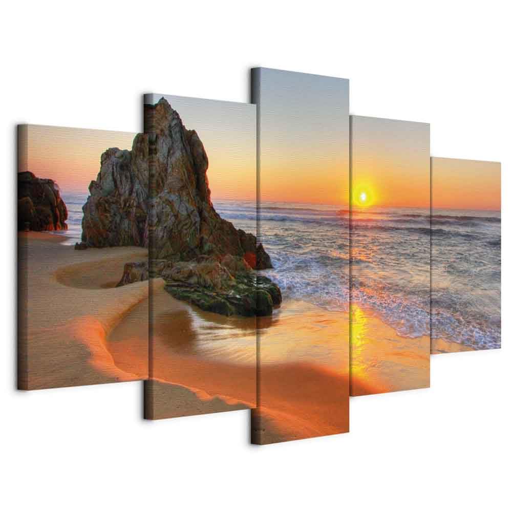 murando - Quadro Mare 200x100 cm 5 Pezzi - Stampa su Tela Canvas con Struttura - Quadri Componibili Moderni Soggiorno Grandi - Murale Arte Decorazioni da Parete Decori - Onde c-B-0463-b-m