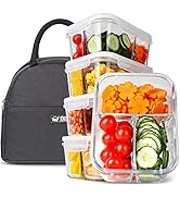 5 Pack 33.8oz Bento Box Glass Meal Prep Containers 3 Compartments Glass Food Storage Containers w...