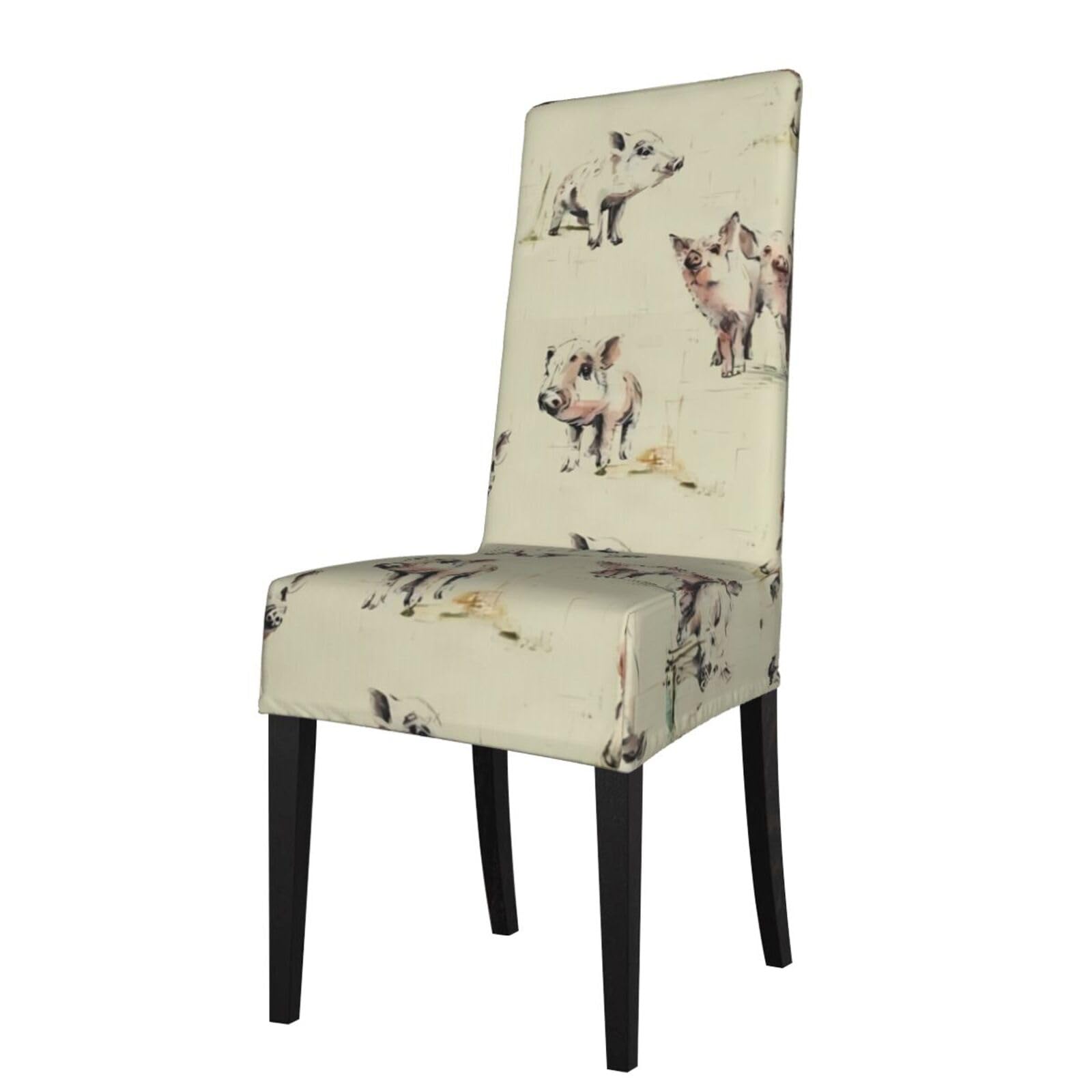 HJFCZH Pig Background Prints Dining Chair Throw Covers – Stretchable Polyester-Spandex Fabric for Elegant Home & Event Decor - Universal Fit & Easy Care