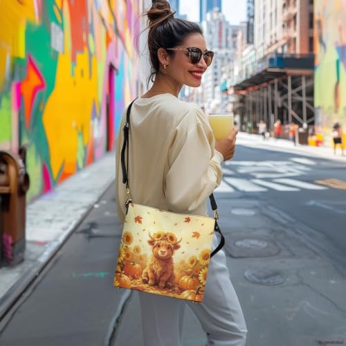 Image of HUGS IDEA Boho Bags for Women Leather Handbag Shoulder Bucket Crossbody Purse