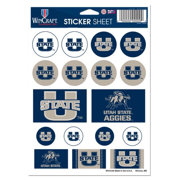 NCAA Utah State University Vinyl Sticker Sheet, 5" x 7"