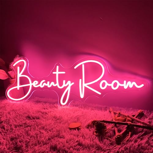 Image of Beauty Room Neon Sign For Spa Beauty Room Nail Brows Lashed Salon Studio LED Wall Art Decor For Business Stores Logo Barber Shops Led Word Indoor Custom Neon Lights 5V USB Powered Peach Pink 40x16.3cm